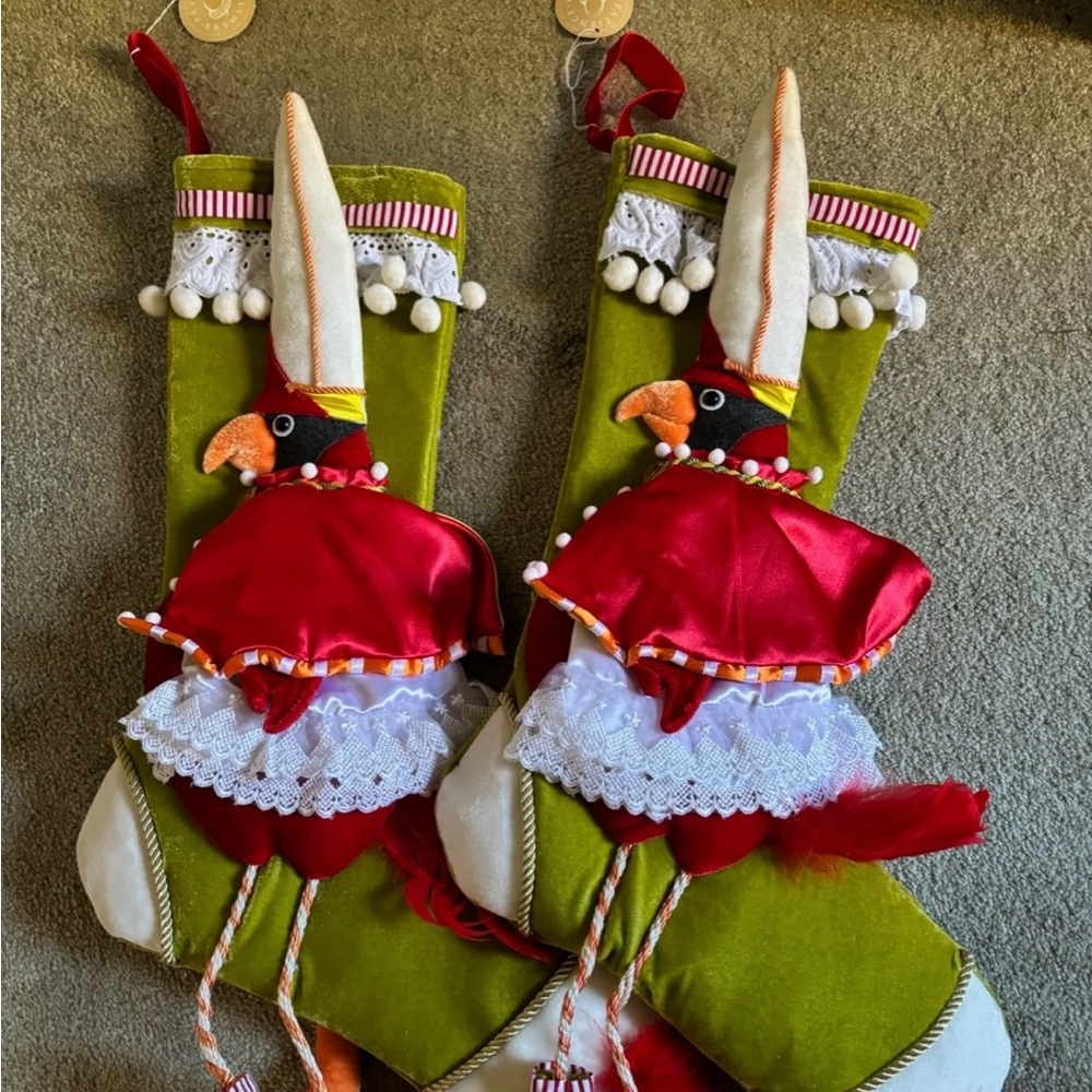 patience brewster set of 2 christmas stockings new cardinals whimsical